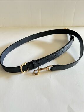 Coach Blue Leather Adjustable Strap with Gold Hardware